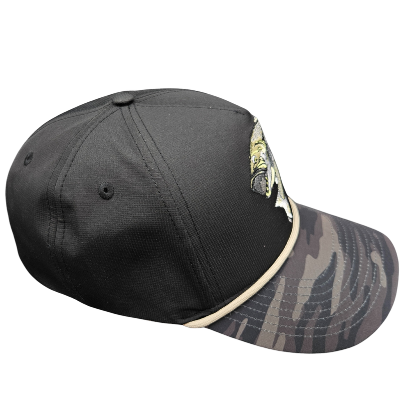 Wild Brims Hats, Largemouth Bass Black Camo, Black