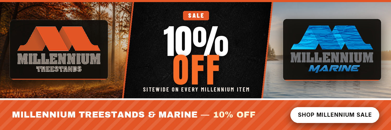 Millennium Treestands and Millennium Marine — 10% off on every Millennium item, applied automatically at checkout.